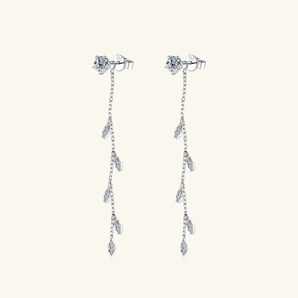 1.38 Carat Moissanite Leaf Earrings