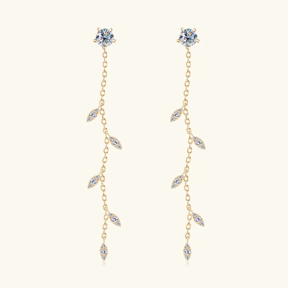 1.38 Carat Moissanite Leaf Earrings