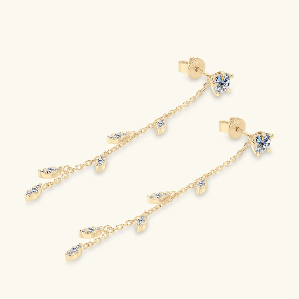 1.38 Carat Moissanite Leaf Earrings