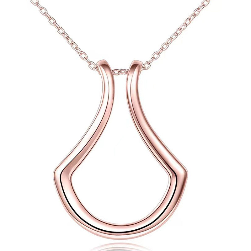 U-shaped ring holder necklace as a gift for wife protective pendant
