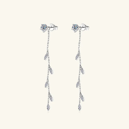 1.38 Carat Moissanite Leaf Earrings