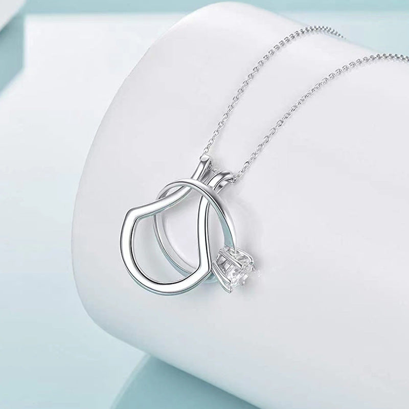 U-shaped ring holder necklace as a gift for wife protective pendant