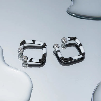 Stainless Steel Oil-Drop Ring Earrings, Retro Style
