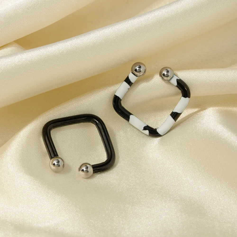 Stainless Steel Oil-Drop Ring Earrings, Retro Style