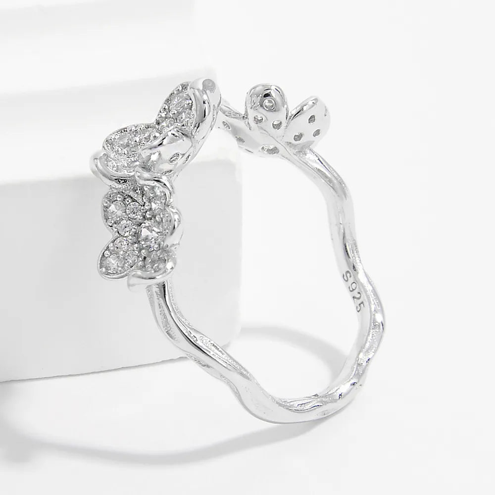 Zirconia Open Ring. Light Luxury Micro-Set Zirconia