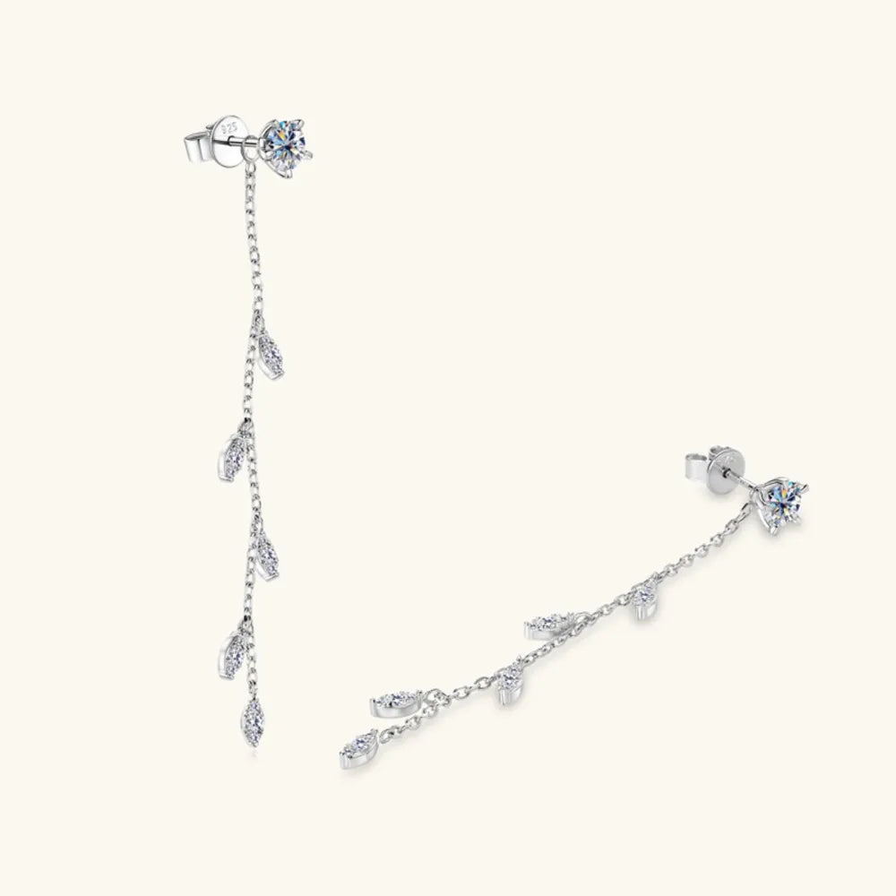 1.38 Carat Moissanite Leaf Earrings