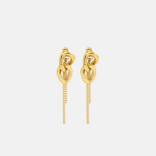 Titanium steel chain-shaped earrings with minimalist lines