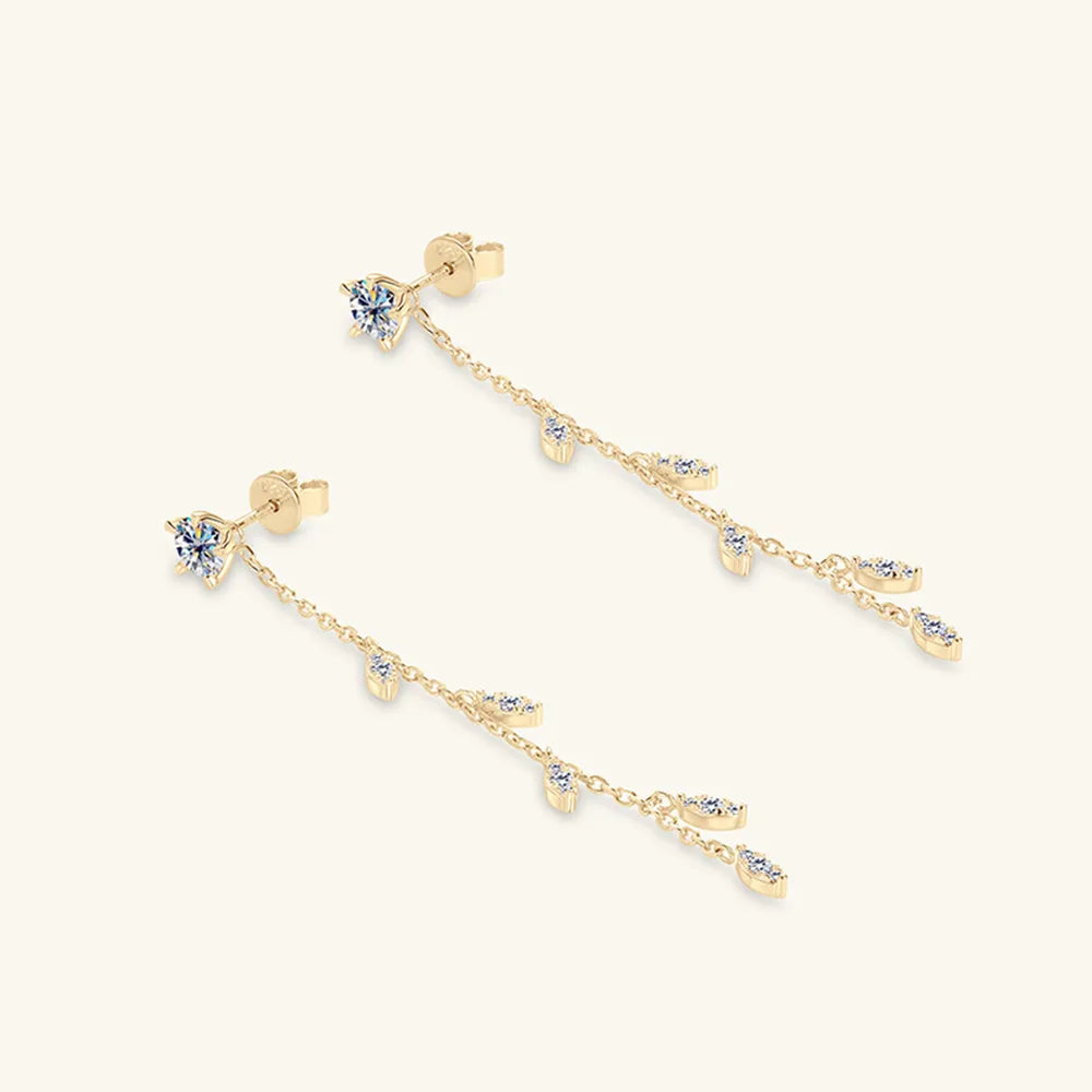 1.38 Carat Moissanite Leaf Earrings