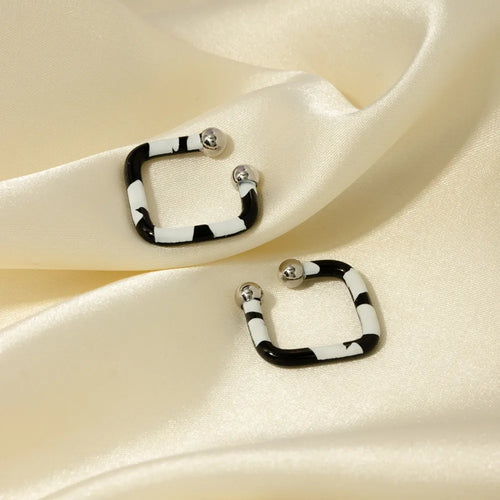 Stainless Steel Oil-Drop Ring Earrings, Retro Style